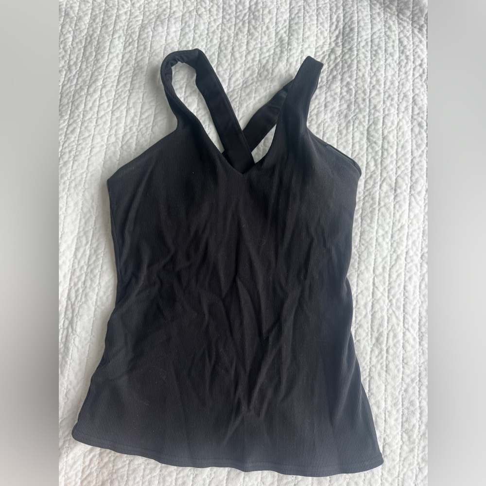 ALO Yoga Black Cross-Back Tank Top